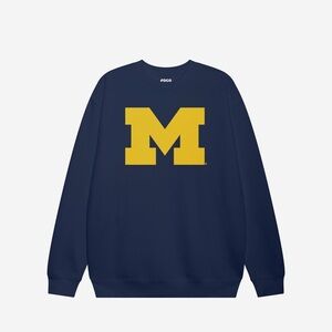 Men’s University of Michigan WOLVERINES BLUE CHAMPION BIG LOGO CREW SWEATSHIRT